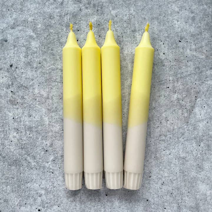 Dip Dye Kerzen | beige-gelb | 4er Set für den Großhandel von Wolkenreich