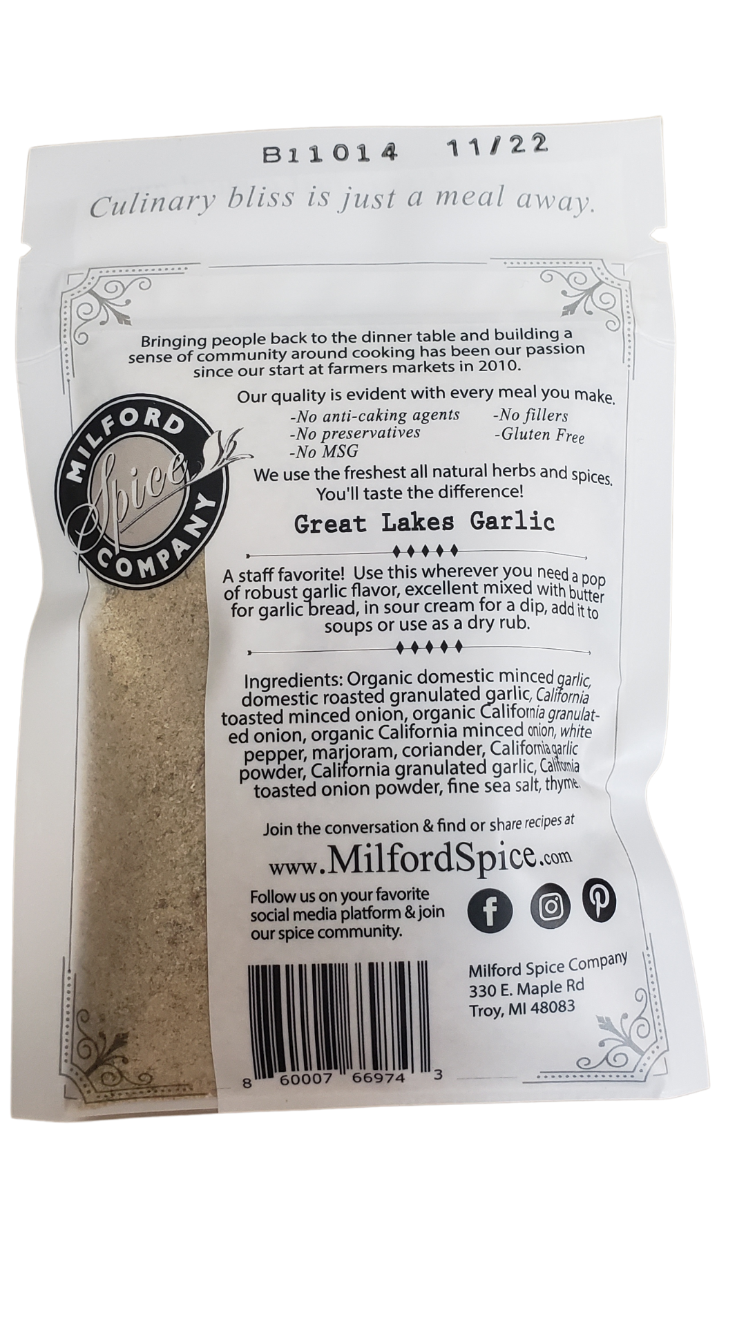 Milford Spice Company - Wholesale Dried Spice Mix - Great Lakes Garlic - Shelf Ready 10 Pack in a Display Box1