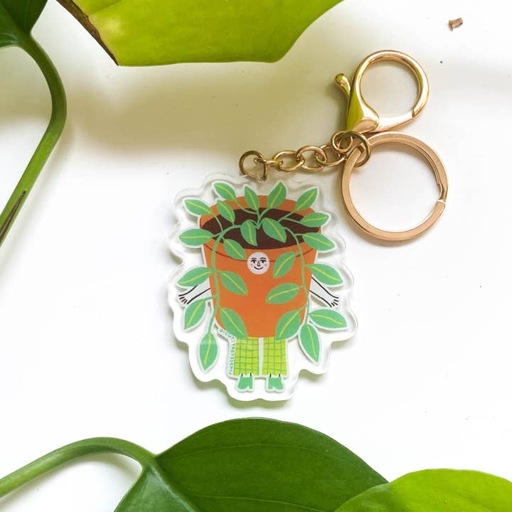 Plant Lady Keychain Bag Charm, Plant Lover Gift for wholesale by Lindsey Day Studio