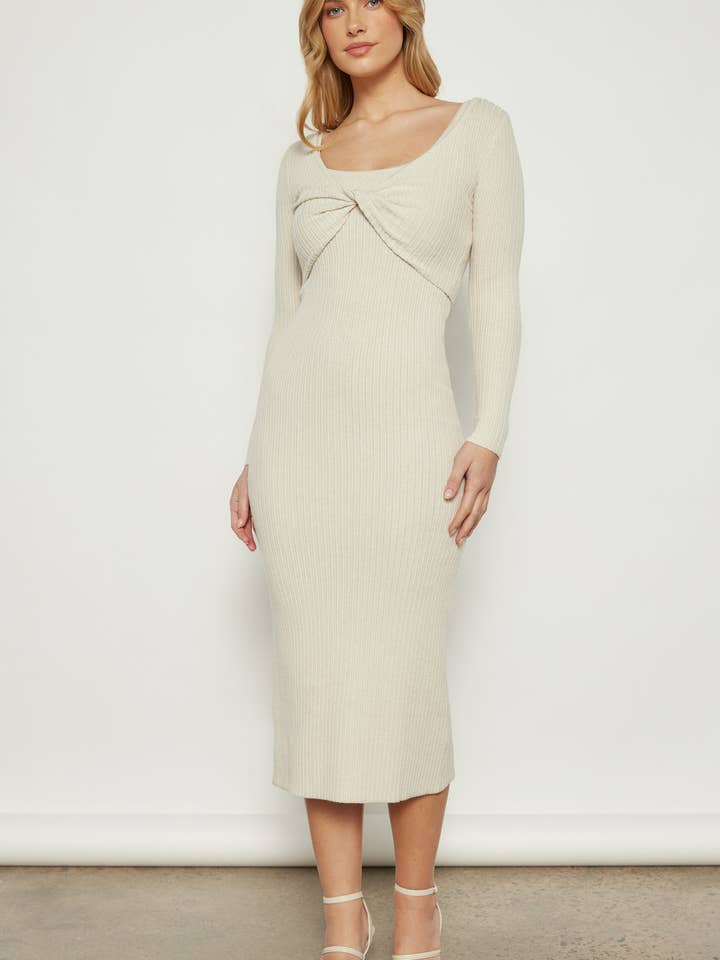 Vestido de Malha de Duas Peças com Cardigan Frontal Twist Combinando por atacado de Style State Wholesale