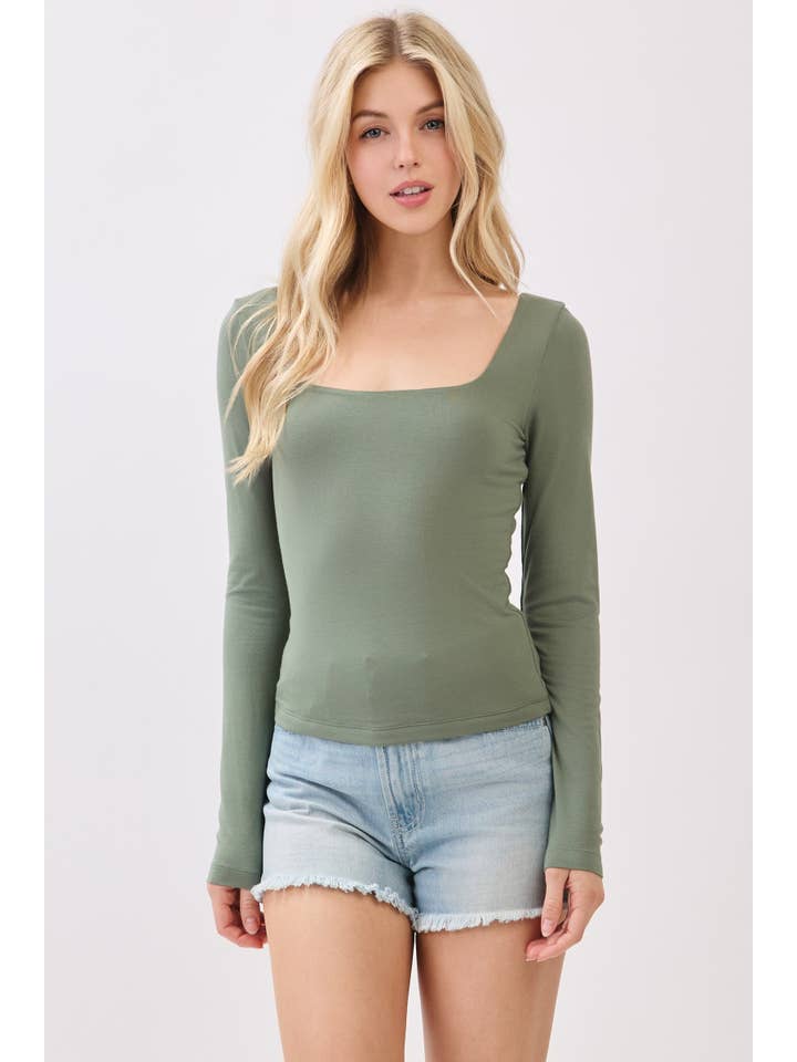 Final Touch - Wholesale Knit Top - Women's - Double Layer Square Neck Long Sleeve Top - VT171093