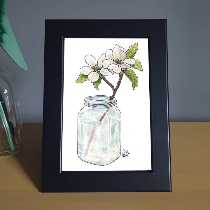 Arkansas Apple Blossom in Moonshine Framed 4x6" print for wholesale by Lee McGuire Art