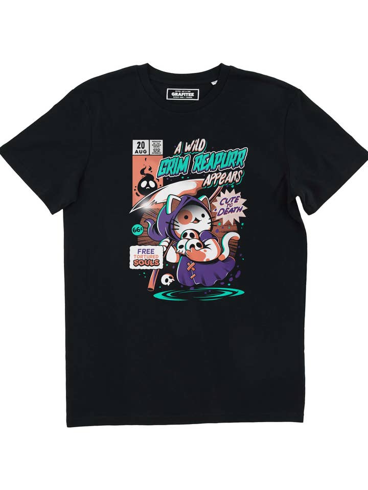 Grim Reapurrr T-shirt - Funny cat manga t-shirt for wholesale by Grafitee