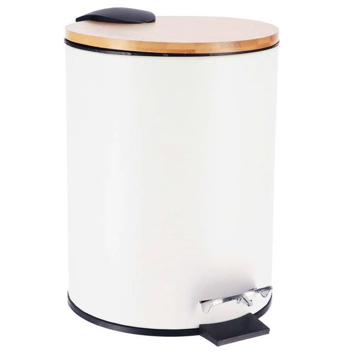 Evideco French Home Goods - Wholesale Bathroom Trashcan - Stylish Trash Can with Bamboo Lid and Pedal, 2.5L Capacity
