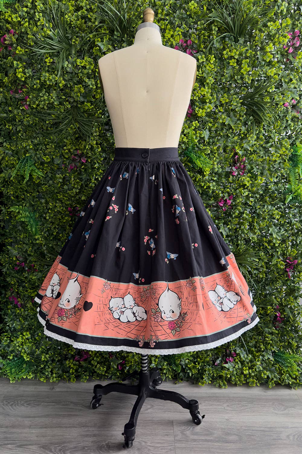 The Oblong Box Shop™ - Wholesale Skirt - Women's - Kewpie® Spiderweb Love Novelty Print Gathered Skirt3