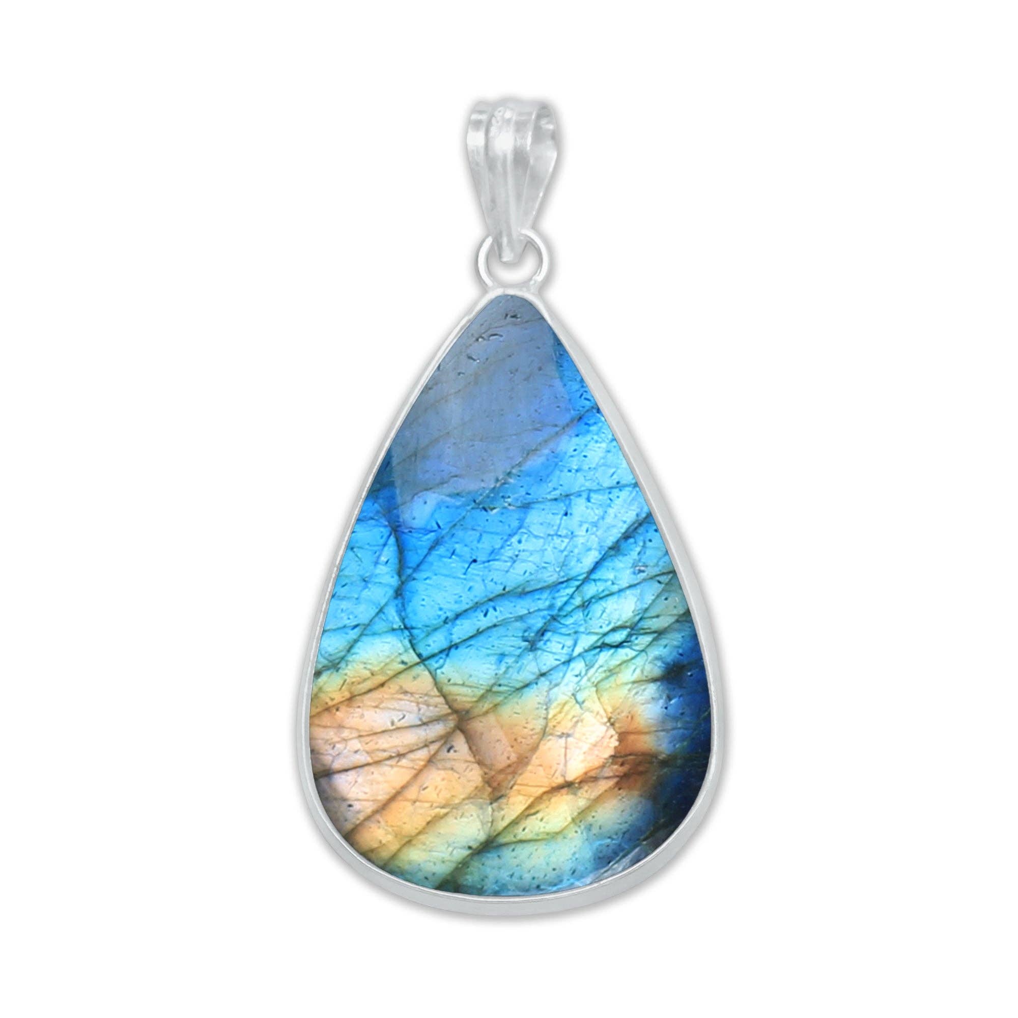 Handmade Jewels - Wholesale Individual Charm/Pendant - Labradorite Minimalist Pendants -  Handmade, Silver-Plated Brass, Wholesale26