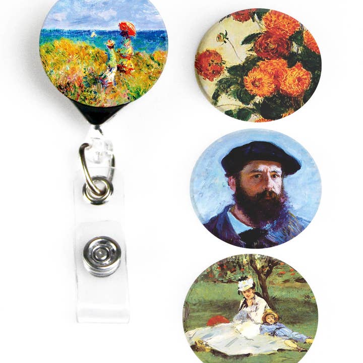 Bobine à badges Buttonsmith® Claude Monet Cliff Walk Tinker Reel® — Fabriqué aux États-Unis pour la vente par Buttonsmith