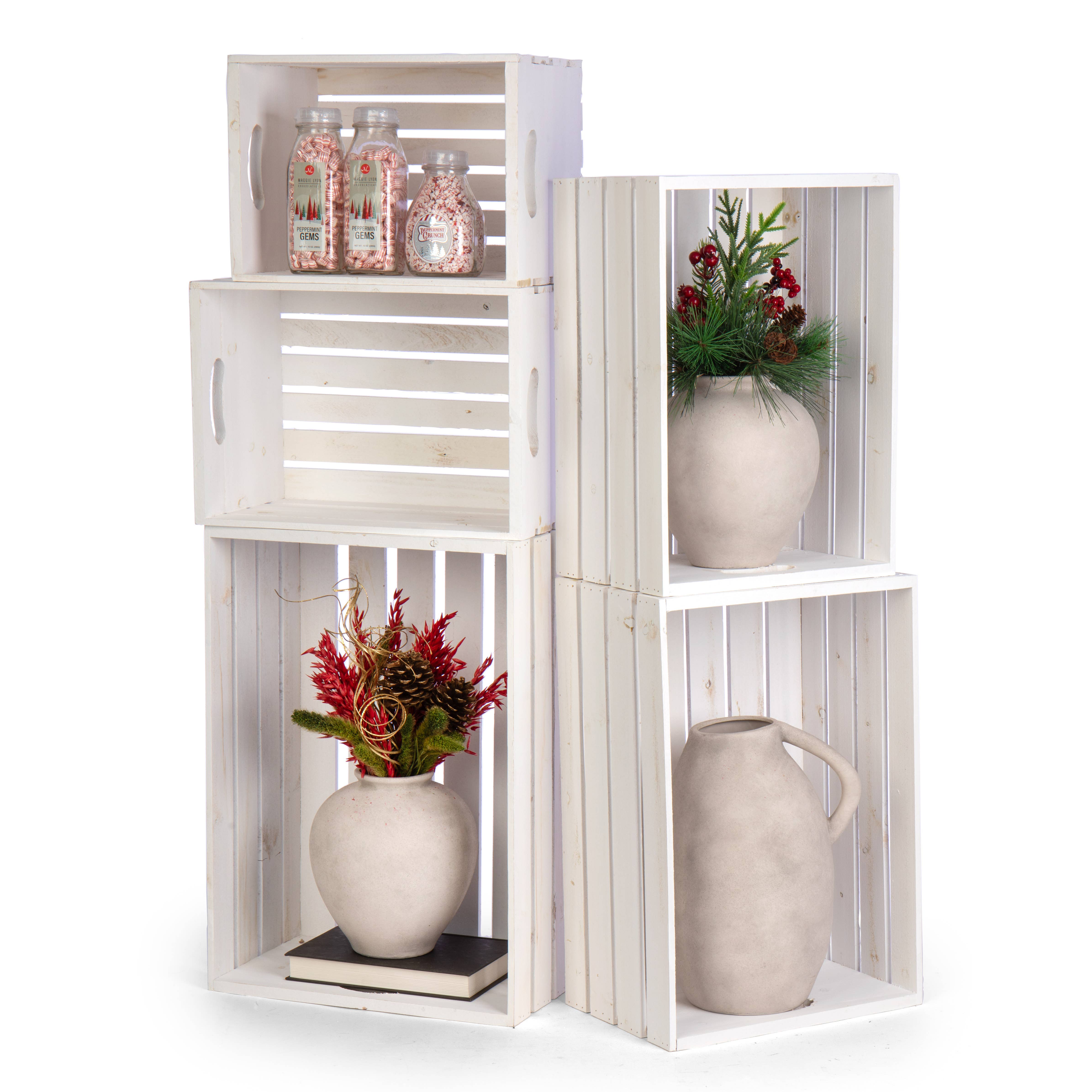 Willow Group - Wholesale Decorative Tabletop Object - S/5 WHITE WOOD CRATES2