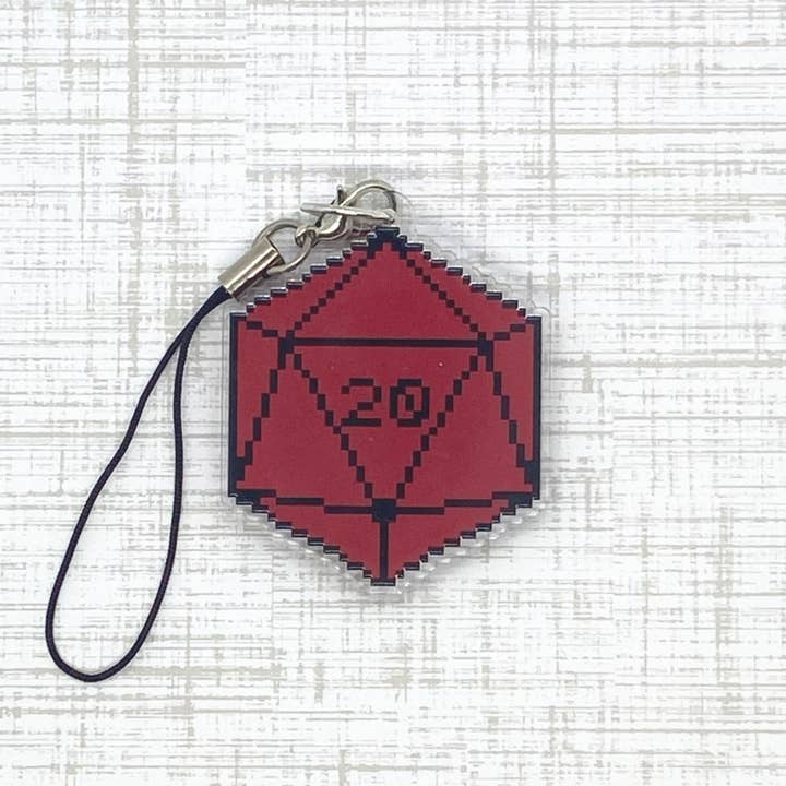 Ollybits Pixel Art - Wholesale Individual Charm/Pendant - D20 Dungeons and Dragon DnD Board Game Dice Pixel Art Charm