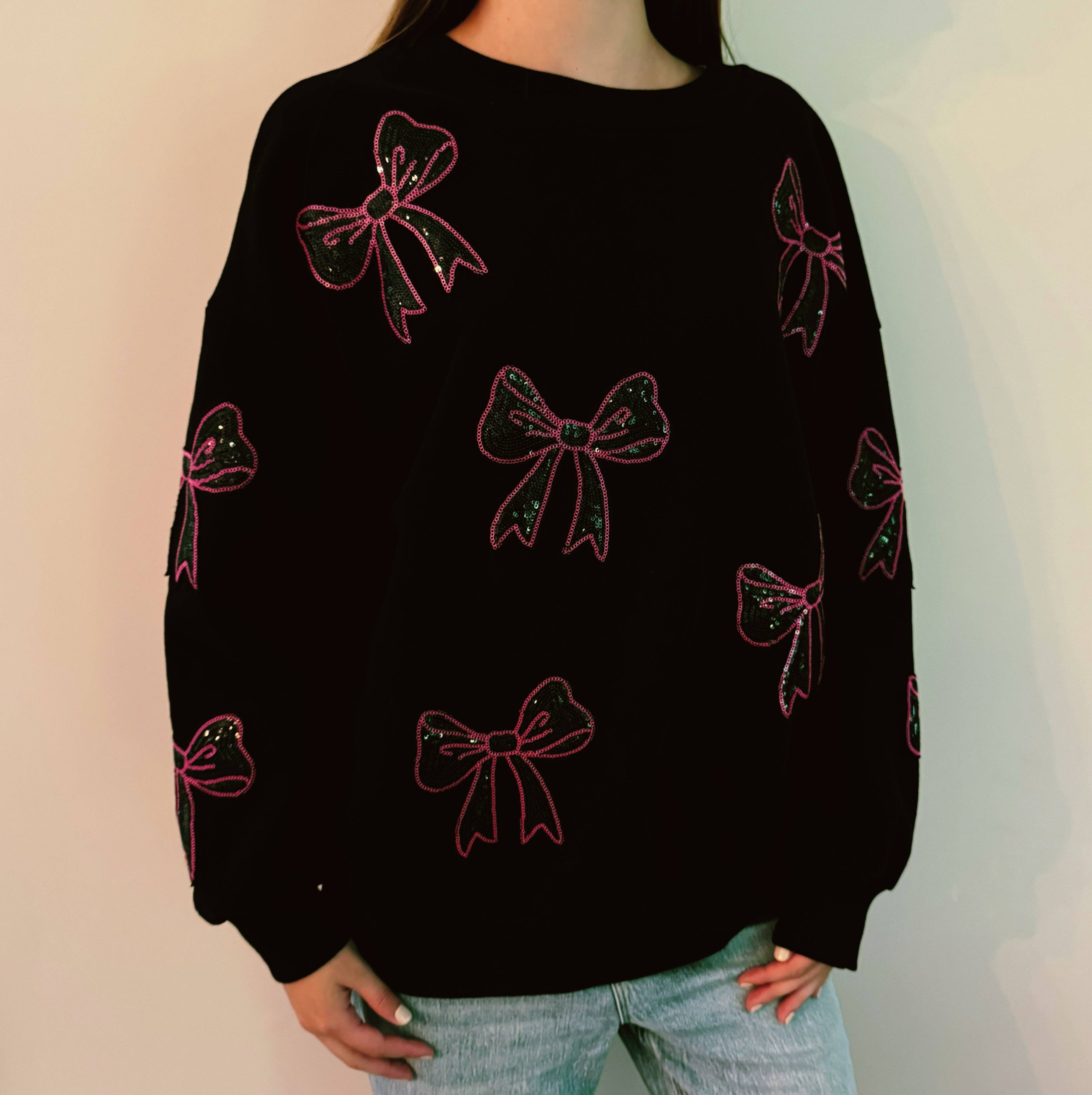 Ellison+Young - Wholesale Sweatshirt - Women's - Sparkly Bow Patch Sweatshirt2