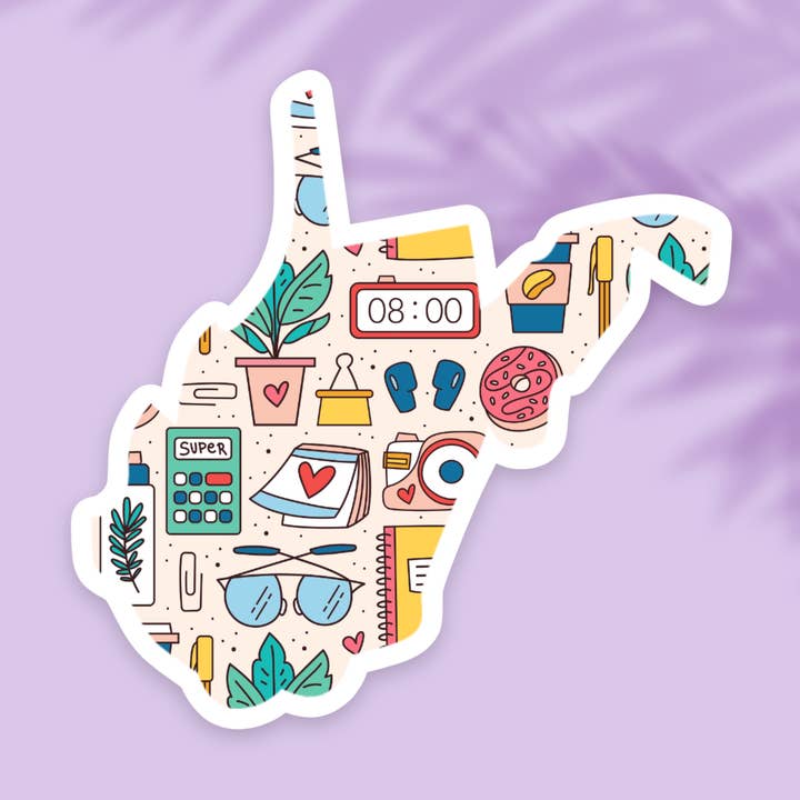 West Virginia Back to School State Sticker for wholesale by The State Stickers