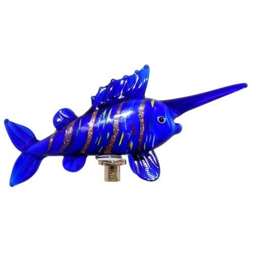 Zaer Ltd. International - Wholesale Garden/Lawn Stake - Glass Swordfish on Gold Plated Iron Pot Stick - 6 Asst Color4