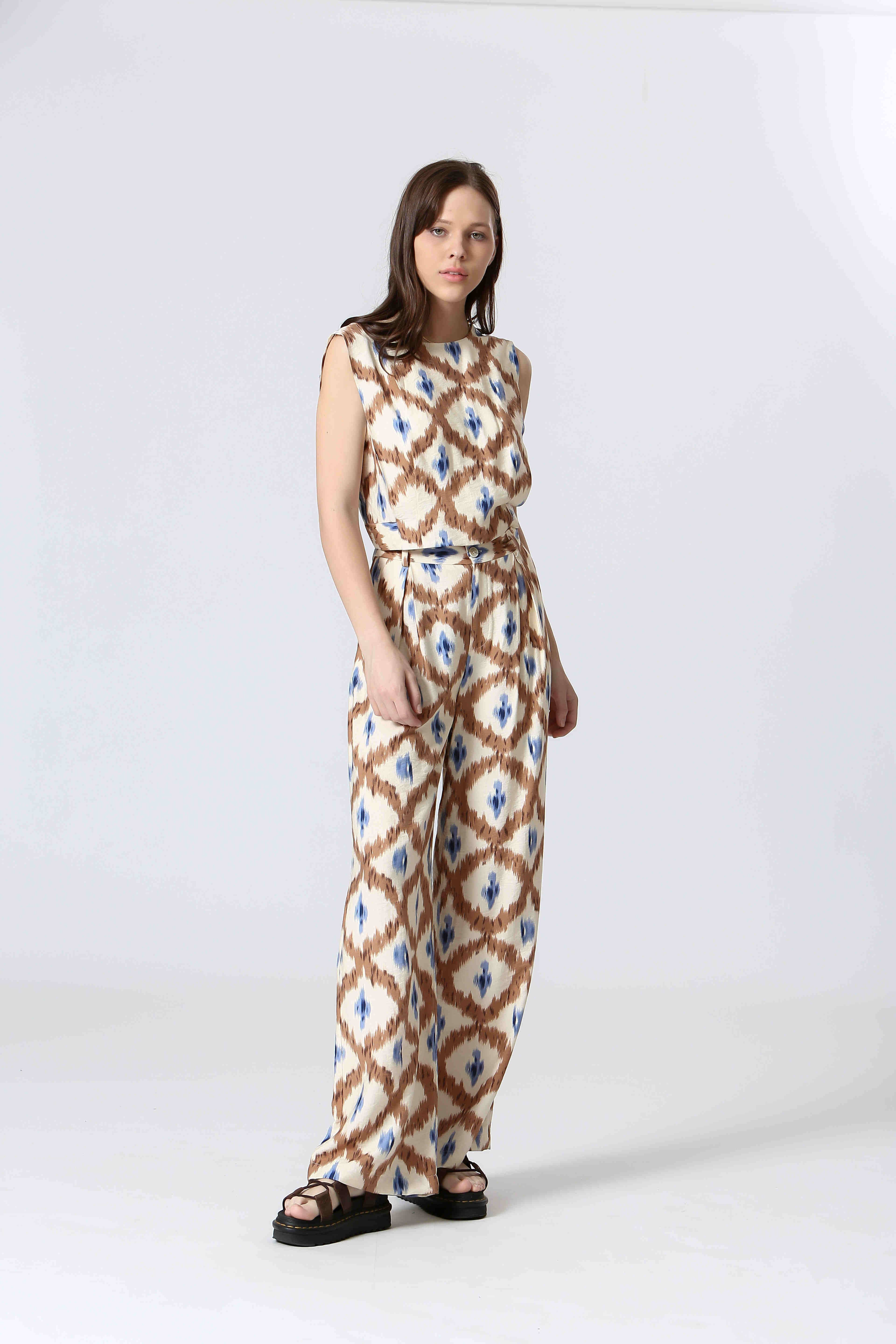 Brown T25141032 - Ladies Printed High Waisted Pants for wholesale on Faire1