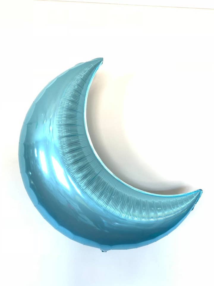 Set of 5 Light Blue Moon Balloons | Twinkle Little Star Deco for wholesale by Hullaballoons