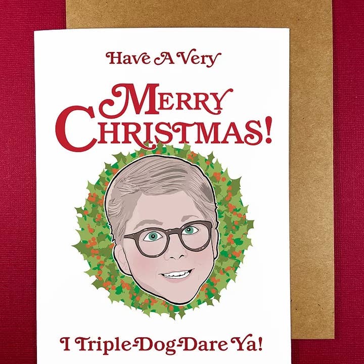 The Red Swan Shop - Wholesale Christmas Card - “Triple Dog Dare” Ralphie A Christmas Story Holiday Card