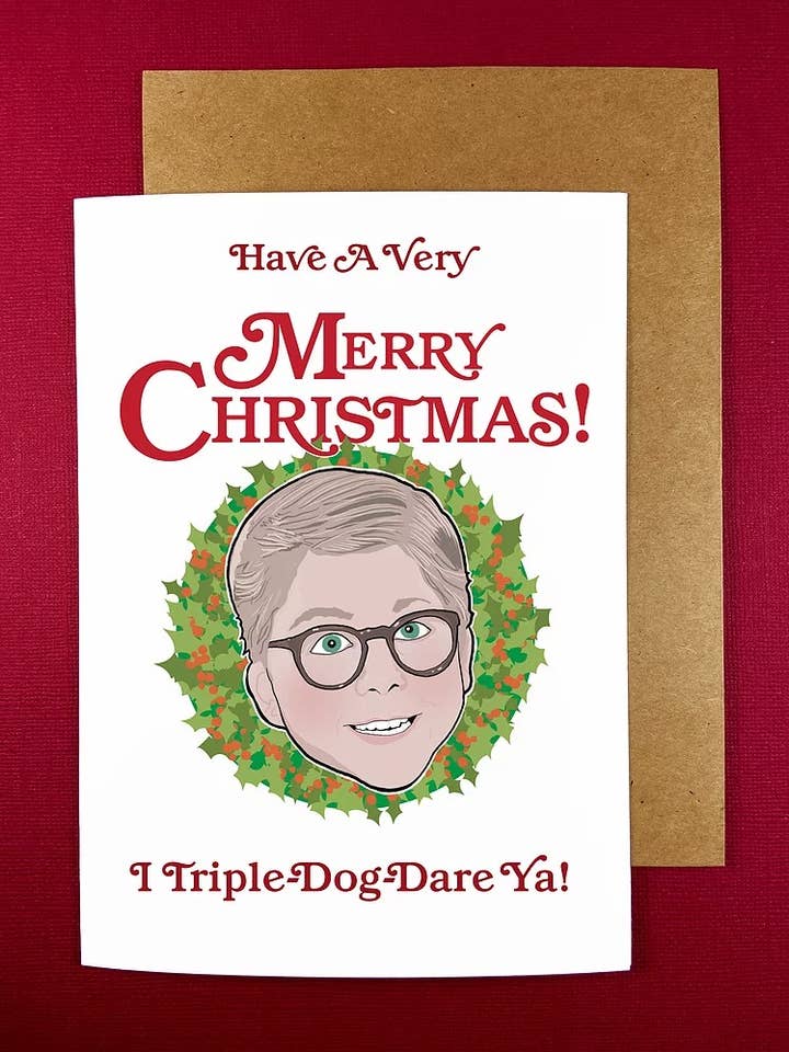 Biglietto di auguri «Triple Dog Dare» Ralphie A Christmas Story per la vendita all'ingrosso da parte di The Red Swan Shop