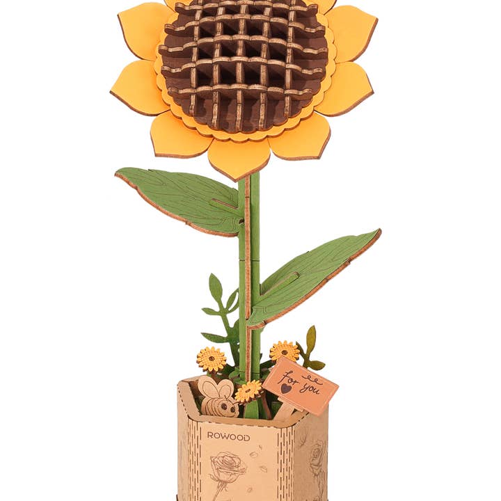Robotime - Wholesale DIY Craft Kit - TW011 Sunflower Robotime Rowood DIY Wooden Flower 3D Puzzles