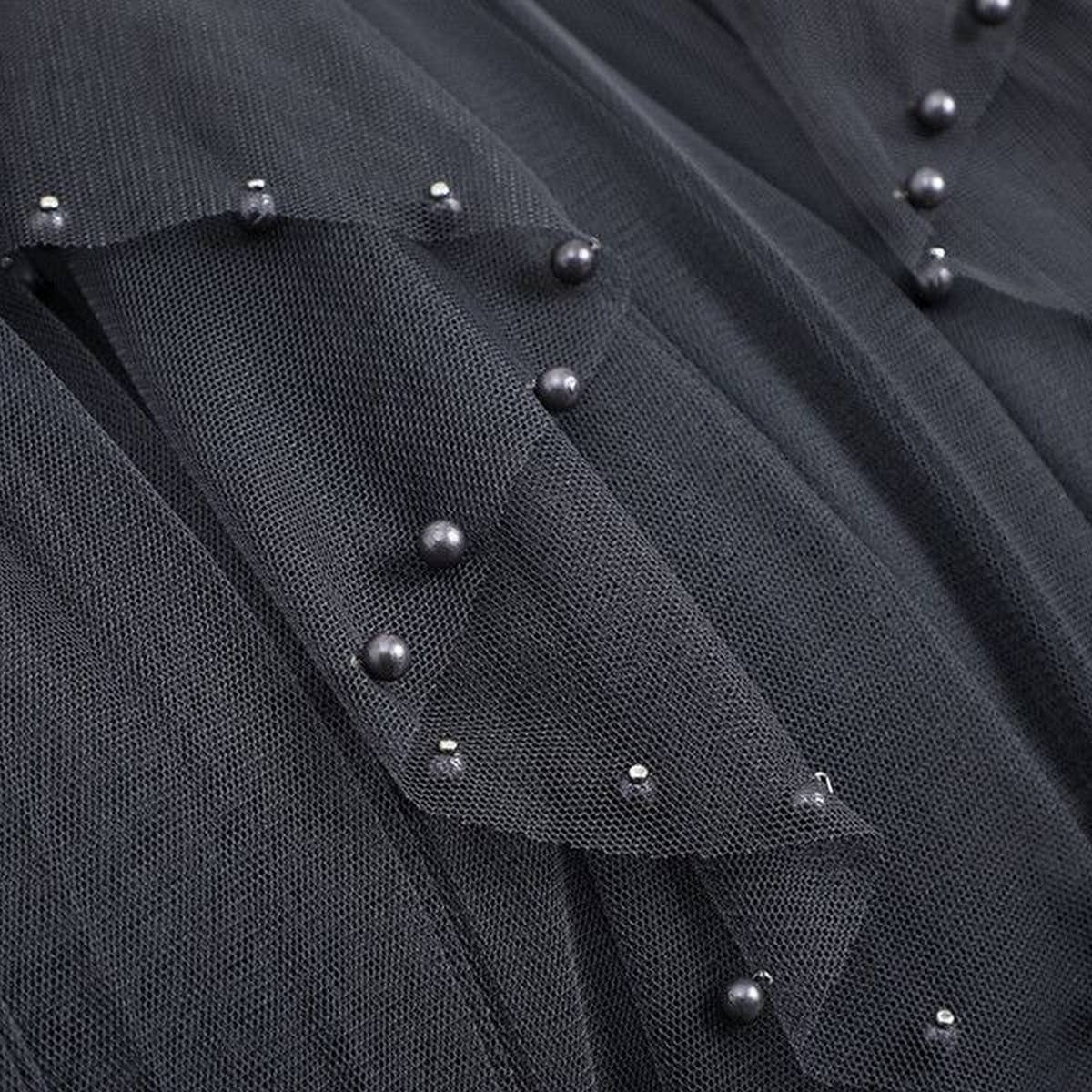 ACCITY - Wholesale Skirt - Women's - BEADED MESH PLEATED SKIRT A LINE TULLE SKIRT_CWBLS03989