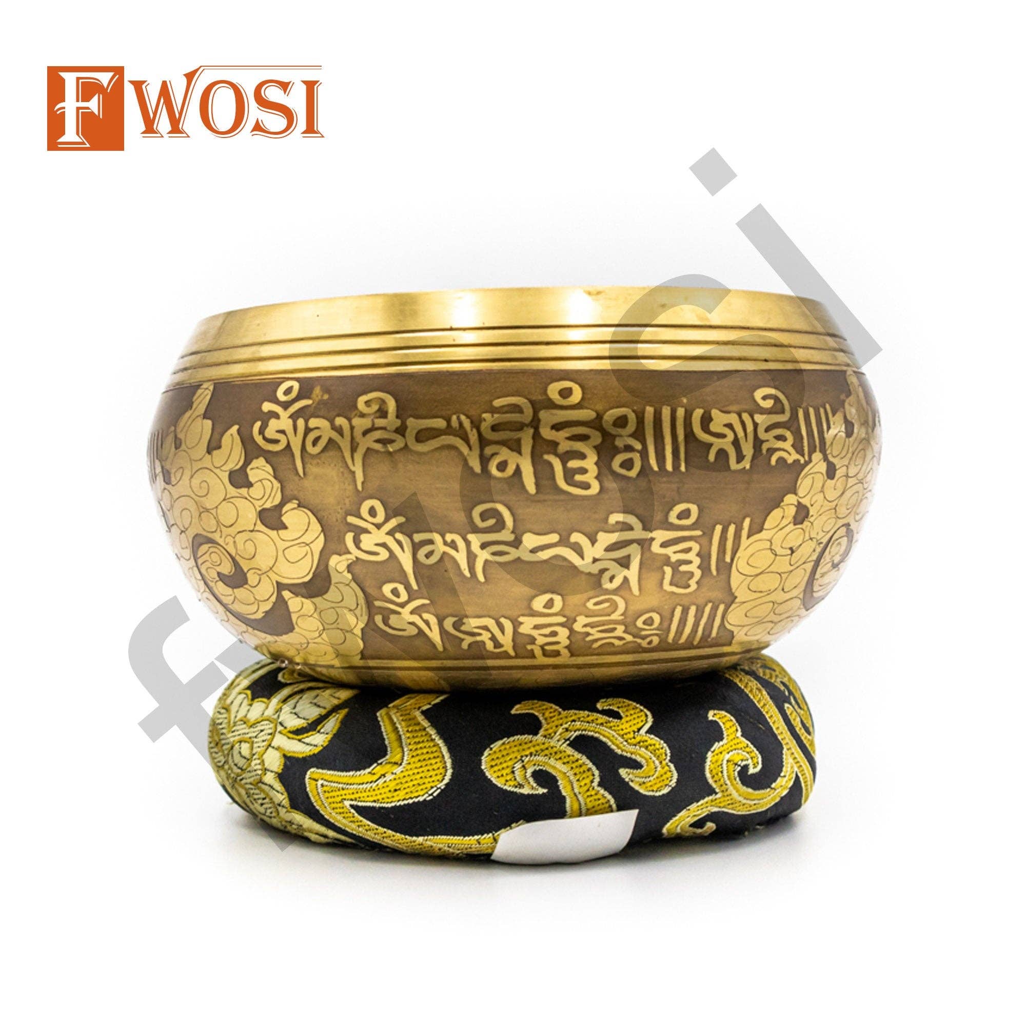 Fwosi – Material de meditação por atacado – Conjunto de Meditação com Taça de Som | Taça Tibetana com Gravação de Olho de Buda Antigo, Malho e Almofada | Sino de Atenção Plena, Taça de Cura, Presente de Autocuidado4