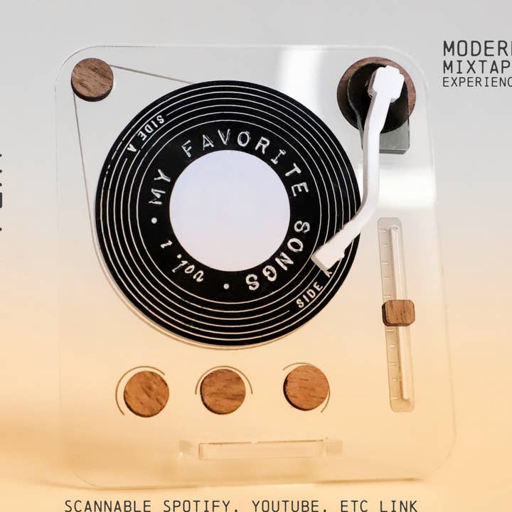 Mini LP Player Stand for Scannable Music Disk w NFC Chip for wholesale by Rock Laser Scissor Studio