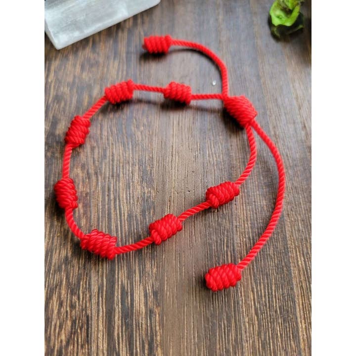 My Magic Place Shop - Wholesale Beaded Bracelet - 7 Knot Lucky Bracelets, Adjustable, Red String Bracelets