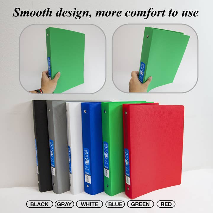 Luna Office Supply - Everyday Essential - Wholesale Binder - 1'' Matte Color Poly 3 Ring Binder with Pocket4