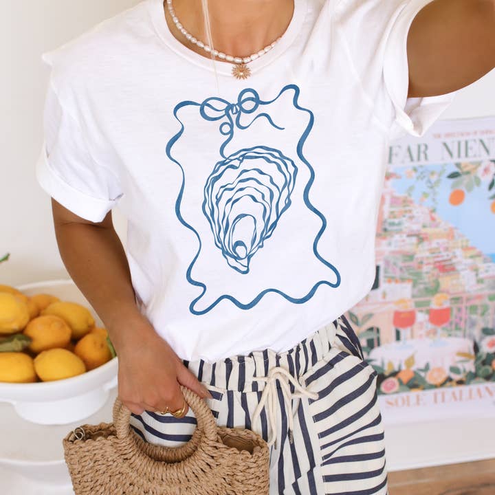 Oyster Line Art Graphic Tee | Summer Tee for wholesale by Amy Anne Apparel Inc