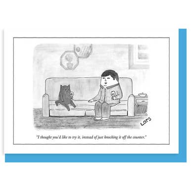 (H) KNOCKING IT OFF THE COUNTER - 5 x 7 NEW YORKER CARD for wholesale by Nelson Line