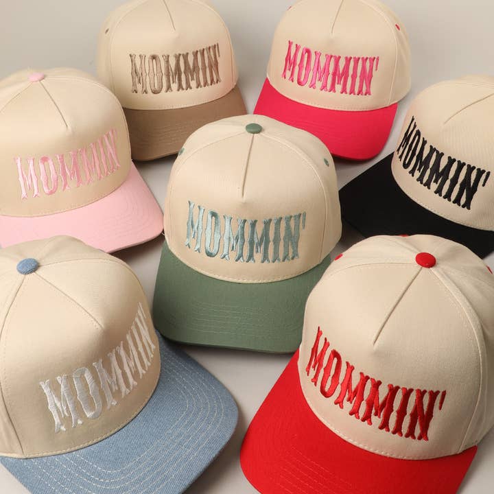 Fashion City - Wholesale Trucker Hat - Unisex - MOMMIN' Letter Embroidery Two-Tone Trucker Hat