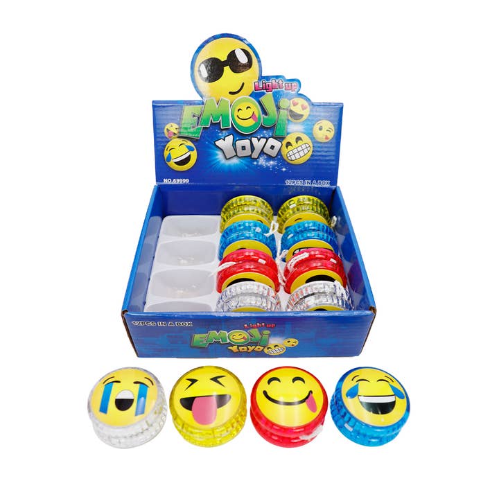 Cap Zone - Wholesale Light-Up Toy - Kids & Baby - Emoji Print LED Flashing Light-Up Yo-Yo Toy