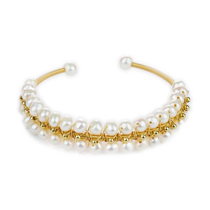 Freshwater Pearl Wire-Wrapped Cuff – Yuki for wholesale by Mara Blak - Hidden Gems