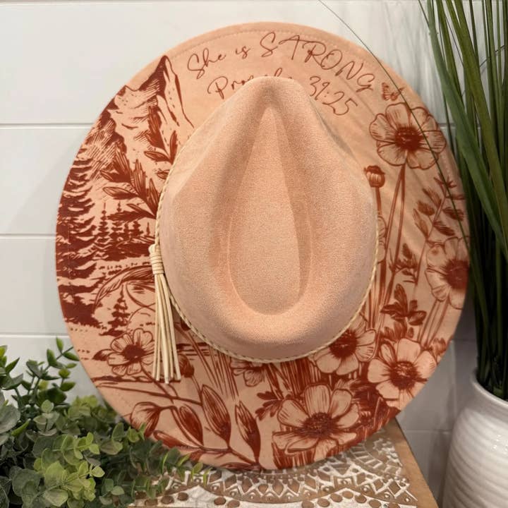 Willie & Dolly Designs - Wholesale Fedora - Women's - Engraved Wildflower Mountain Hat 4