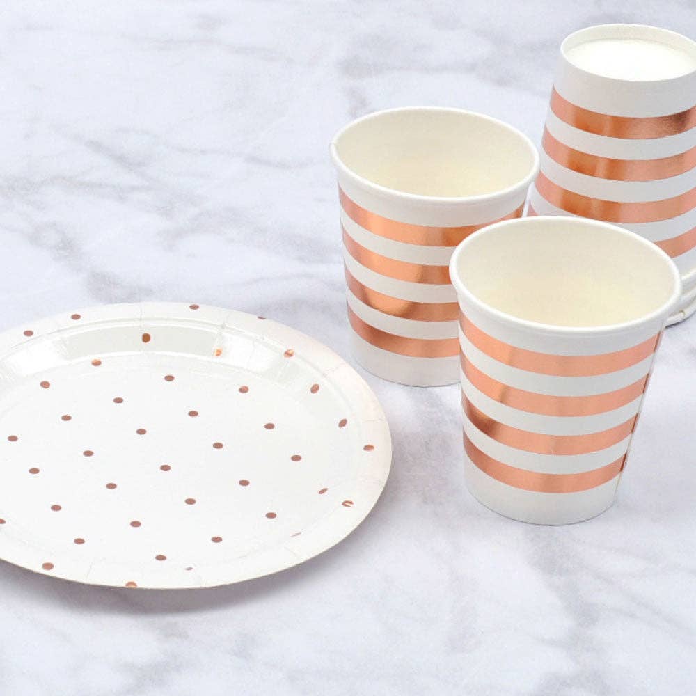 Illume Partyware - Wholesale Disposable Plate - Rose Gold Dots Dessert Plate - Pack of 106