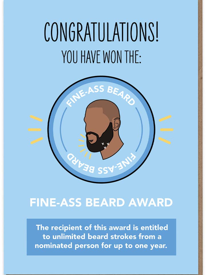 Fine-Ass Beard Award for wholesale by Hood Greetings