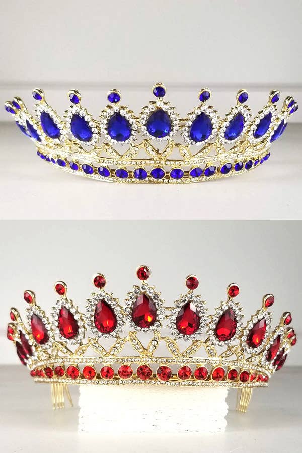 Chicas - Wholesale Tiara - Women's - One Size Fits All Metal Tiara With Jewel Rhinestones HT879-25