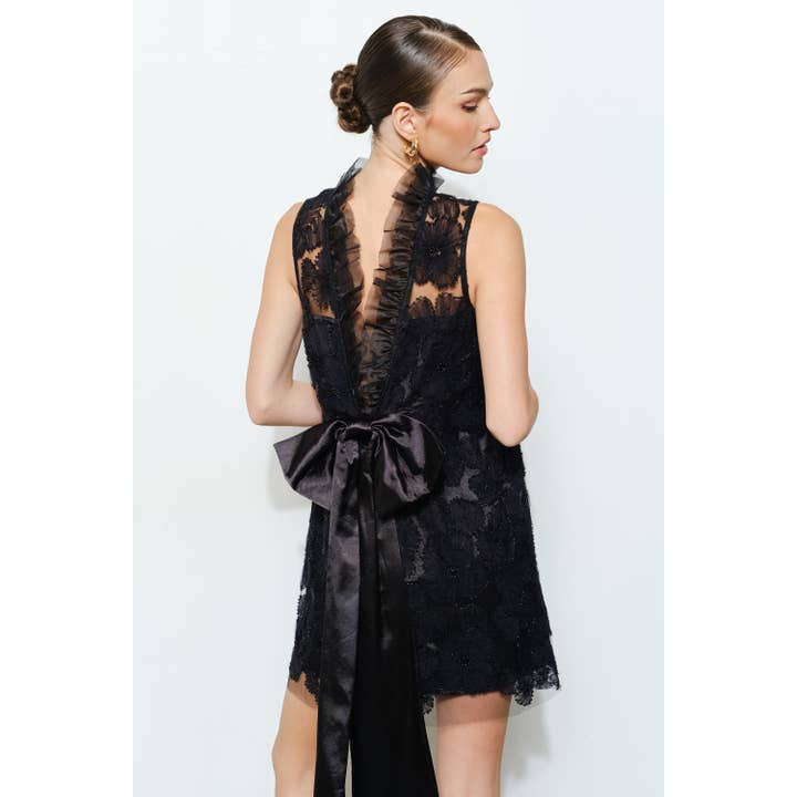 Chiffon Floral 3D Pearl Embellishments Mini Dress for wholesale by INA