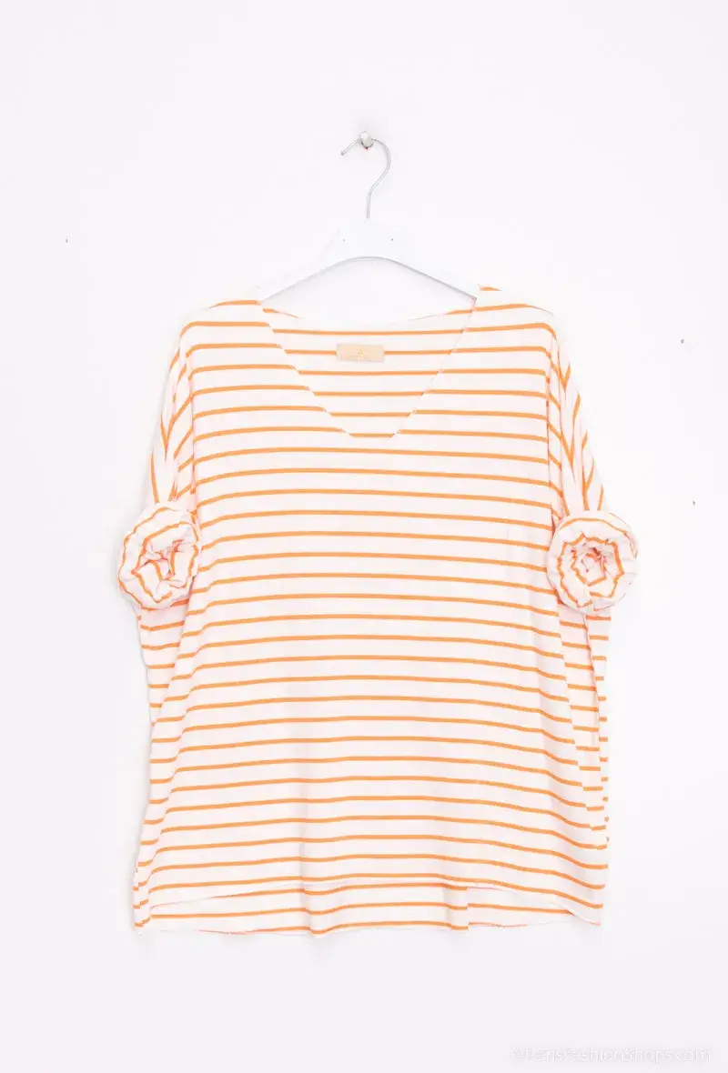 Mimi & Gogo - Vendita all'ingrosso Maglietta - Donna - Maglietta a righe taglia unica3