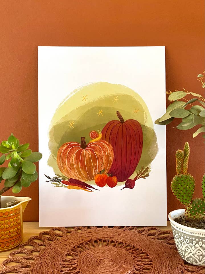 Stampa di zucche / A4 + A3 / Stampa artistica opaca 350gsm per la vendita all'ingrosso da parte di Freya Snow