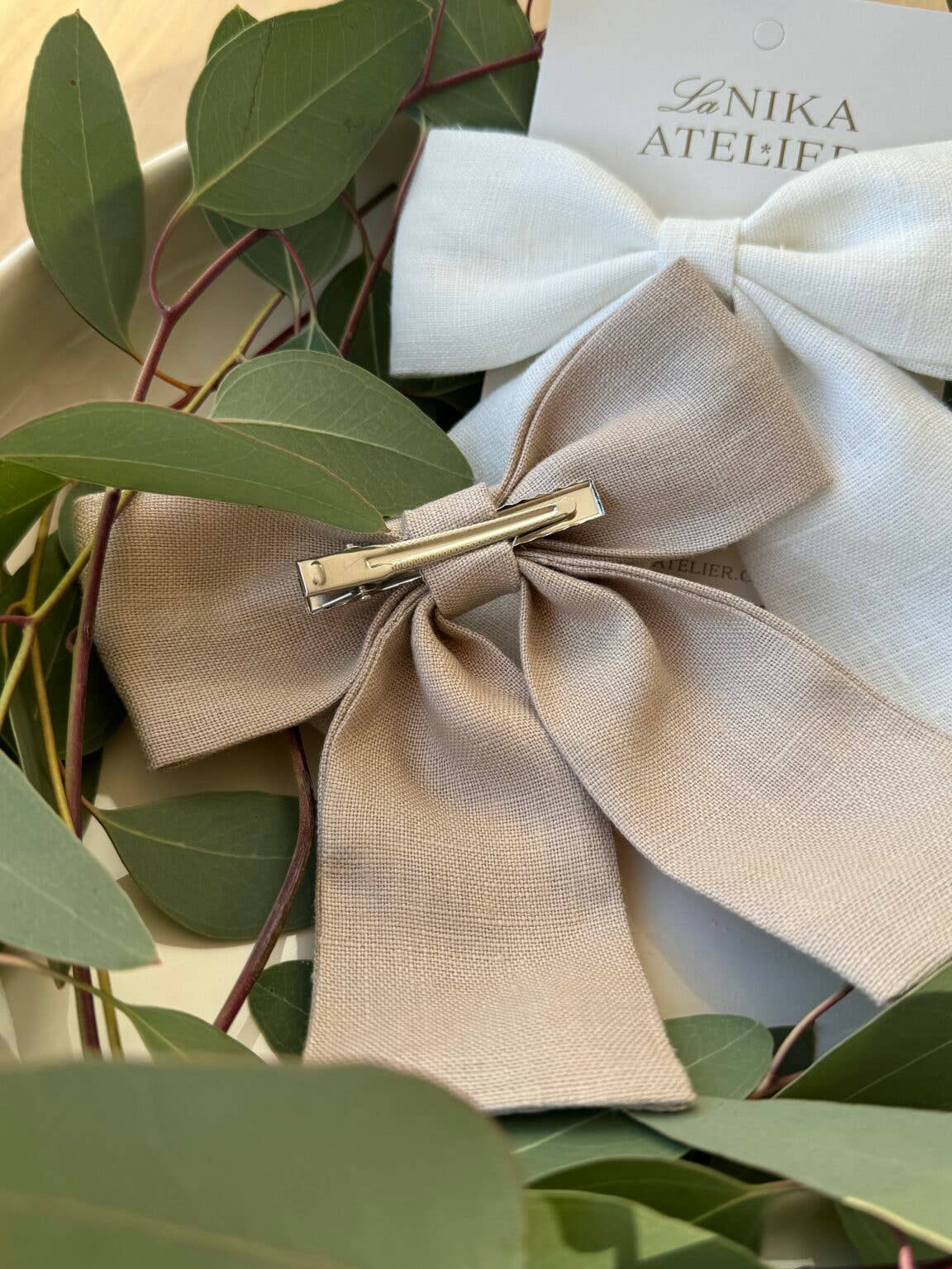 Lanika Atelier, Nika Korošec s.p. - Venta al por mayor Lazo para el pelo - Mujer - Grandes lazos de lino 100 % para el cabello, para niñas y mujeres13