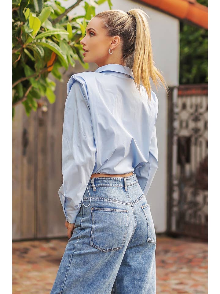 Strut & Bolt – Engroshandel Skjorte med buttondown – til kvinder – Skulderpude Button Down Poplin skjorte1