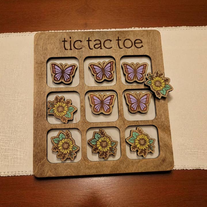 Tic Tac Toe - Sunflowers and Butterflies for wholesale by Ellie Joe Design Co