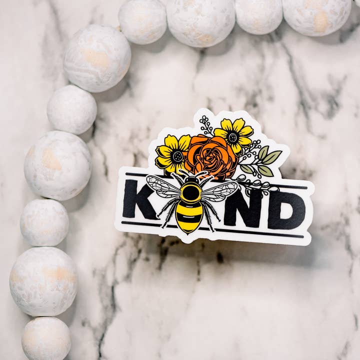 Savannah and James Co - Wholesale Sticker - Bee Kind Clear, Vinyl Sticker, 3x3 in.1