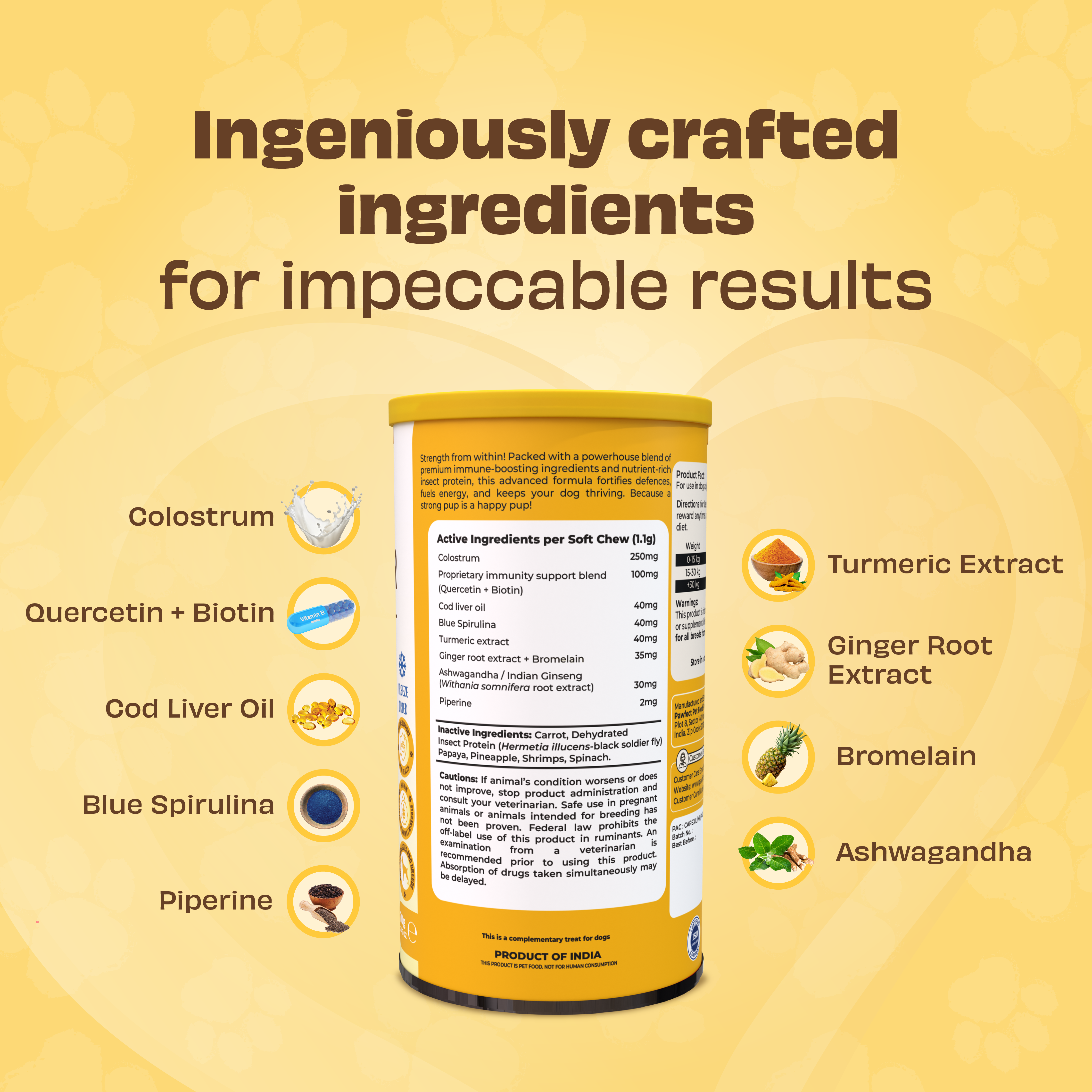 Pawfect Foods - Venta al por mayor Suplemento - Perros - Pawfect Wild Vigor Defender Bites | Suplemento para Alergias e Inmunidad para Perros | Refuerzo de Omega 3 | 100% Natural | Sin Cereales | Enriquecido con Proteína de Insecto, Calostro, Quercetina y Biotina (70g/2.46oz)1
