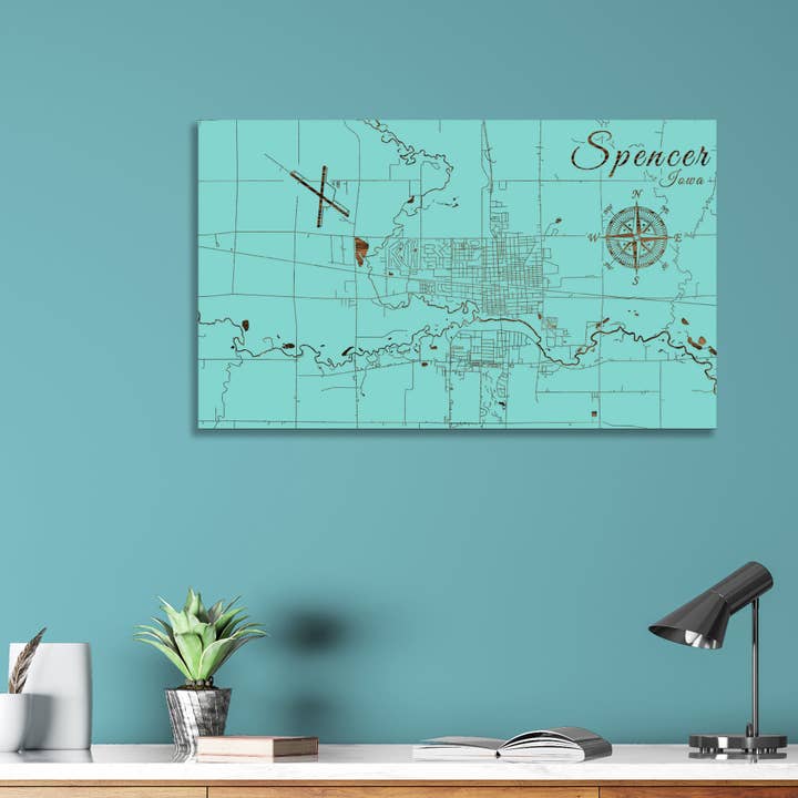 Iowa: Mapa de Spencer Street para venta al por mayor de Fire & Pine