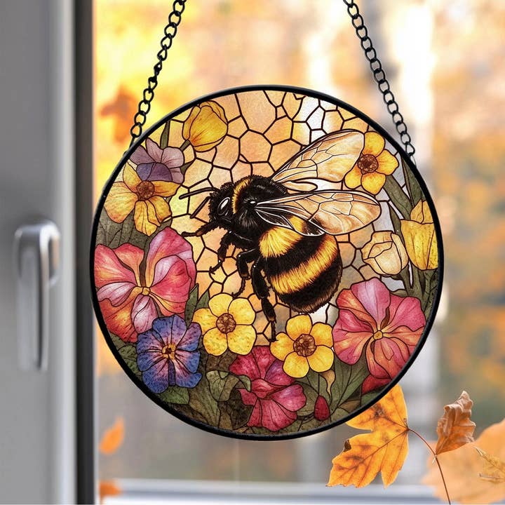 NVC Ecommerce LLC - Wholesale Suncatcher - Bee Wildflower Suncatcher, Bee Stained Glass Ornament