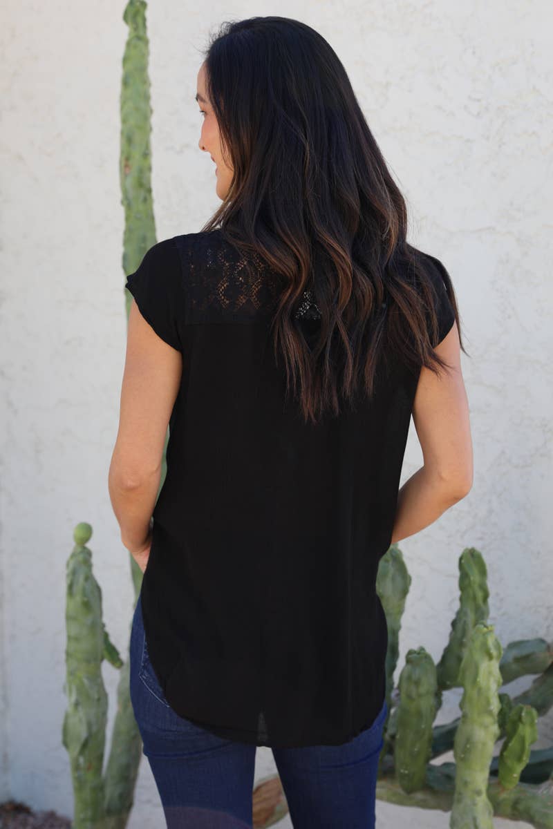 Nostalgia - Wholesale Blouse - Women's - N2U60-ASIS V NECK TIE WAIST TOP WTIH EMBROIDERY AND LACE4