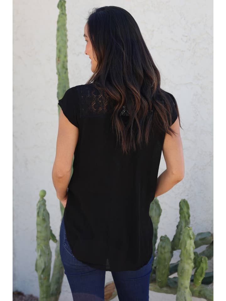 Nostalgia - Wholesale Blouse - Women's - N2U60-ASIS V NECK TIE WAIST TOP WTIH EMBROIDERY AND LACE4