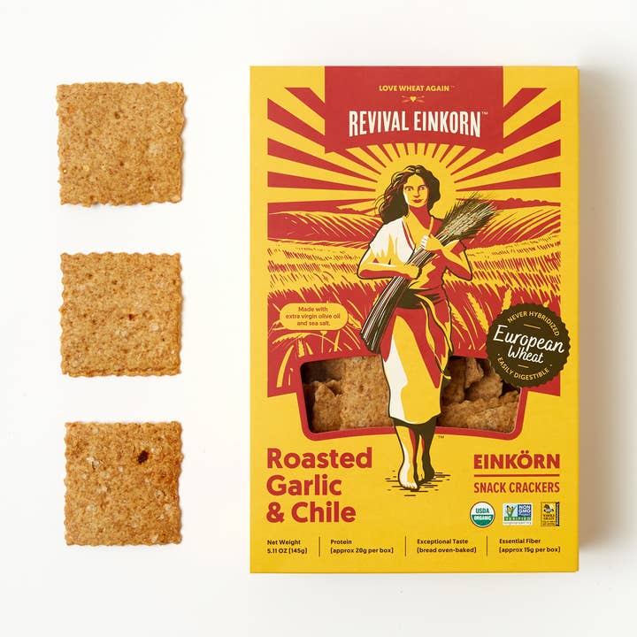 Revival Einkorn - Wholesale Crackers - Roasted Garlic & Chile0