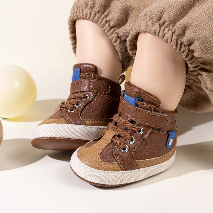 Kids Charm Online - Wholesale Lifestyle Sneakers - Baby - 3 Tone apricot pleather baby shoes. CG51721
