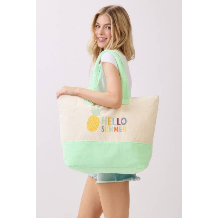 CC Wholesale Clothing - Wholesale Tote Bag - Women's - Hello Summer Terry Tote1